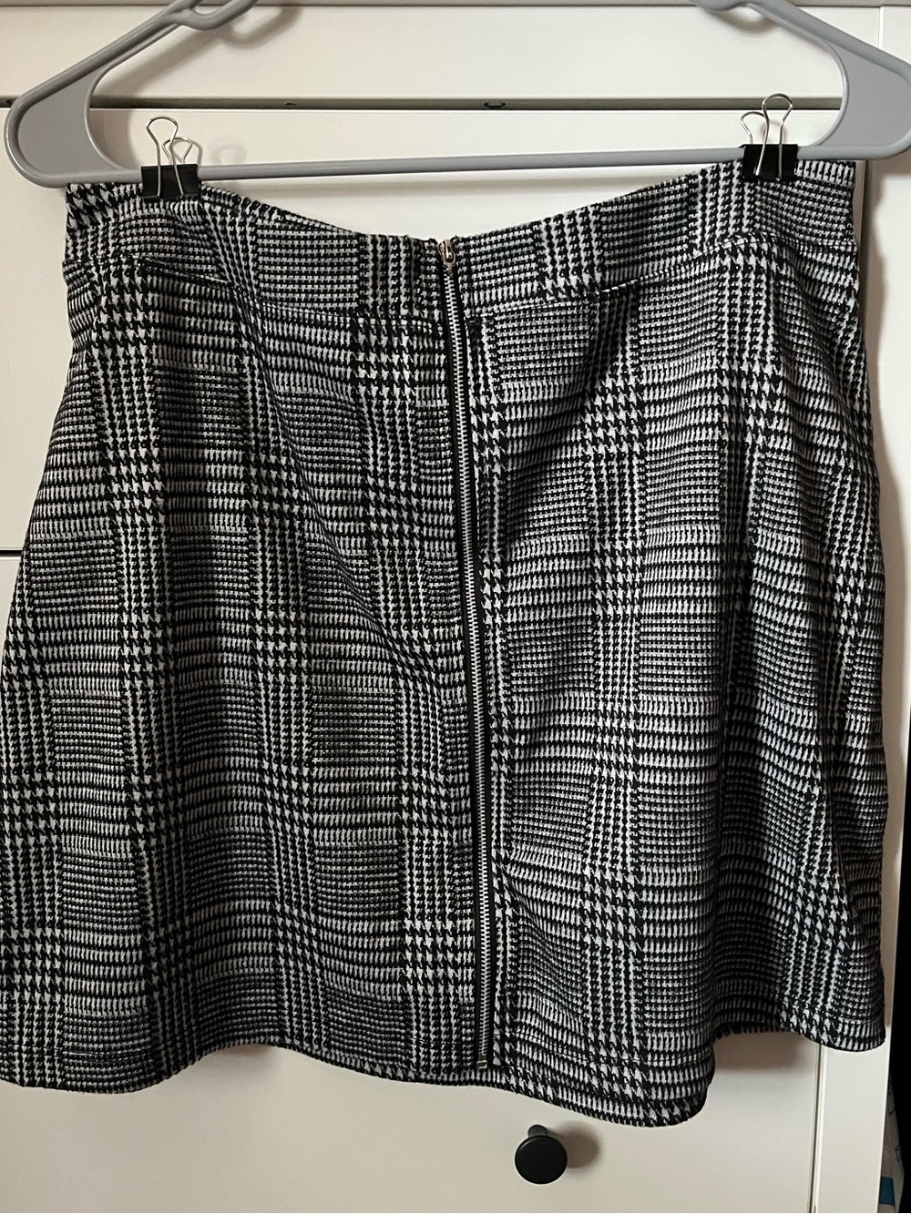 Black and White Plaid Mini Skirt